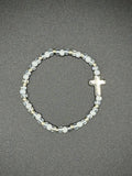 Crystal Silver Cross Seed Beaded Bracelet
