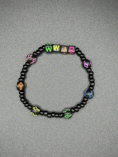 WWJD Black Seed Beaded Bracelet