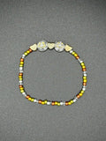 Metallic Smiley Hearts Seed Beaded Bracelet