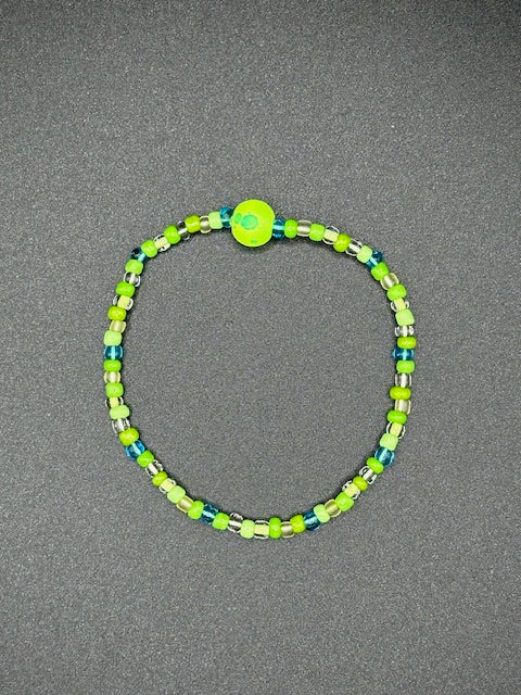 Lime Azure Seed Beaded Bracelet