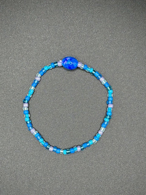 Blue Lagoon Seed Beaded Bracelet