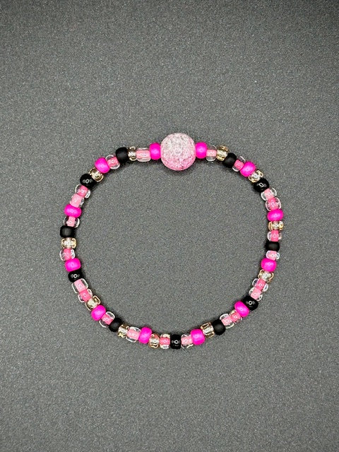 Pink Midnight Seed Beaded Bracelet