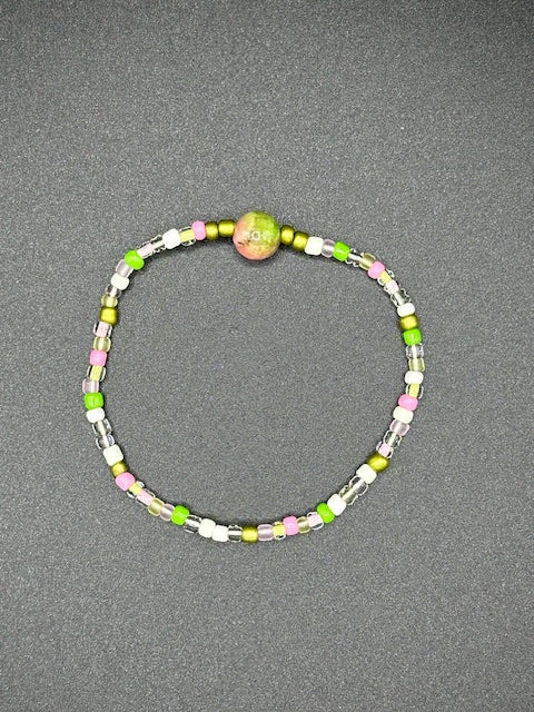 Mossy Blush Seed Beaded Bracelet