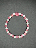 Pink and White Smiley Beaded Bracelet