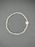 Pearlescent Grey Heart Seed Beaded Bracelet
