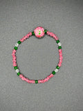 Pink Peony Bicone Beaded Bracelet