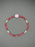 Dark Pink Porcelain Bicone Beaded Bracelet