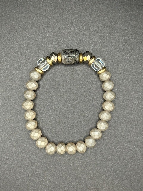 Smoky Slate Crystal Beaded Bracelet