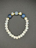 Denim and Ice Crystal Beaded Bracelet