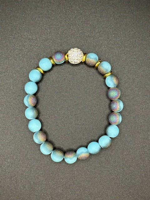 Torched Turquoise Beaded Bracelet