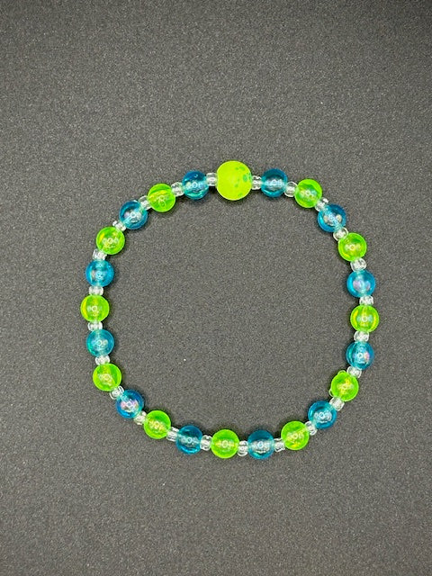 Electric Lime Azure Beaded Bracelet