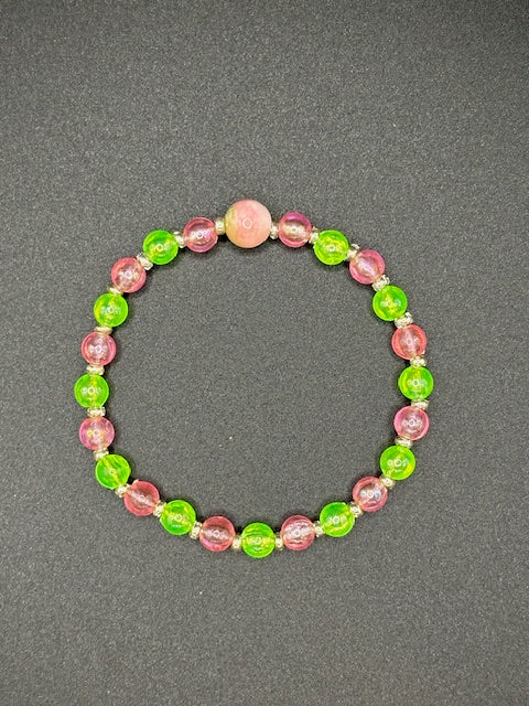 Electric Strawberry Limeade Beaded Bracelet