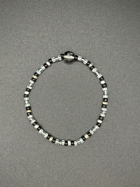 Ink and Glass Seed Beaded Bracelet