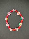 Pink Youth Charm Beaded Bracelet