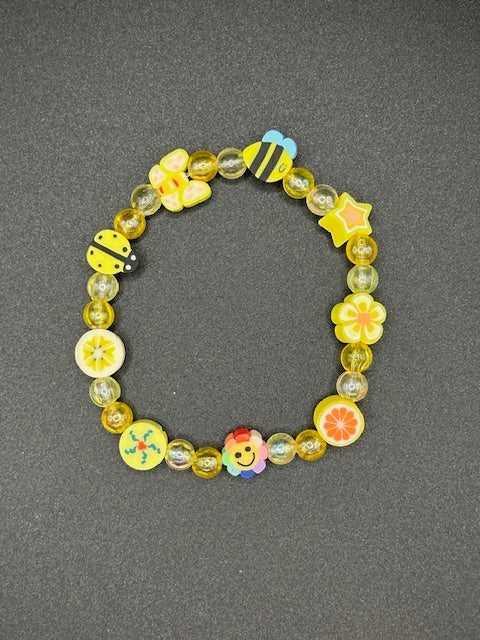 Yellow Youth Charm Beaded Bracelet