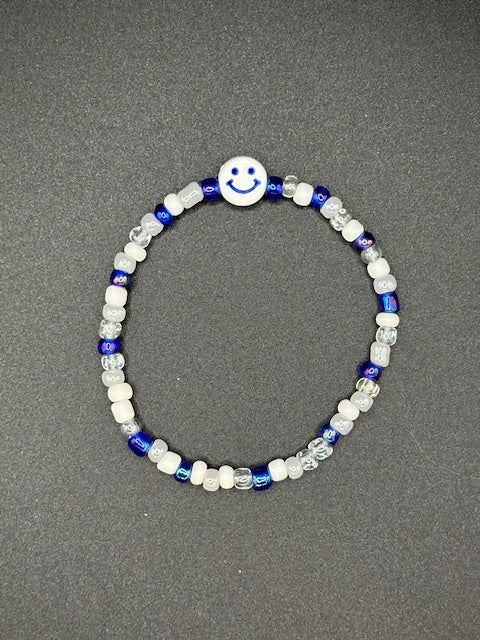 Cobalt Smiles Seed Beaded Bracelet