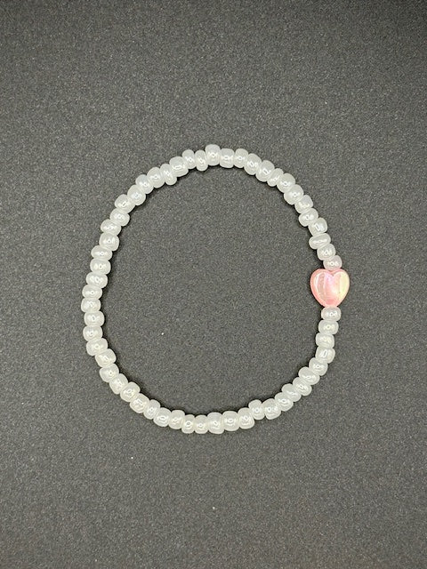 Cloudy Heart Seed Beaded Bracelet