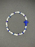 Cobalt Cross Seed Beaded Bracelet