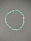 Seafoam Green Cross Seed Beaded Bracelet