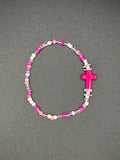 Hot Pink Cross Seed Beaded Bracelet