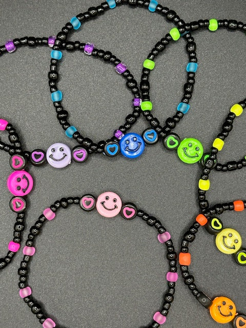 Midnight Smiles Seed Beaded Bracelets