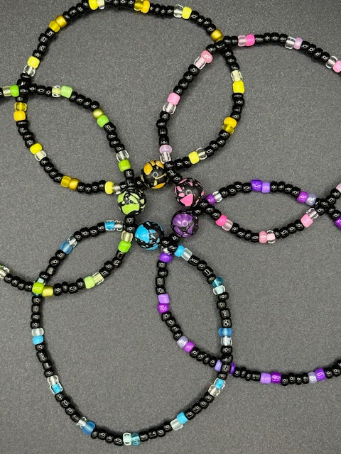 Midnight Swirls Seed Beaded Bracelets
