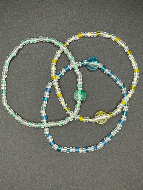 Crystalline Peacock Seed Beaded Bracelets