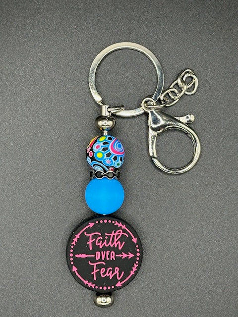 Faith Over Fear - Blue Keychain