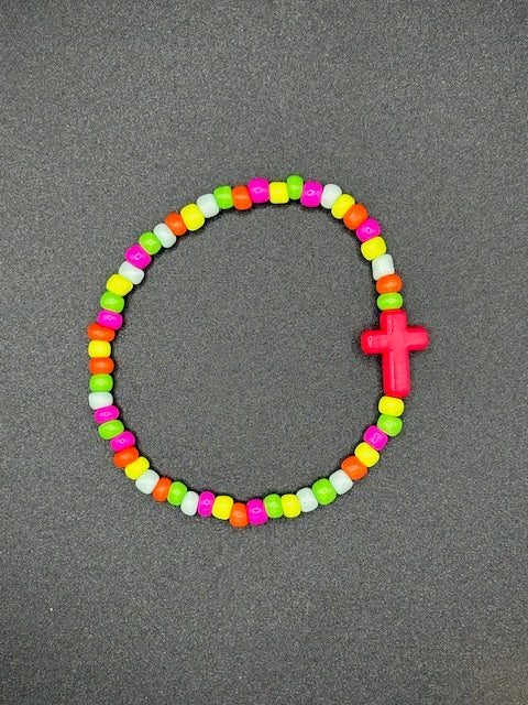 Neon Cross Seed Beaded Bracelets