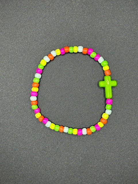 Neon Cross Seed Beaded Bracelets
