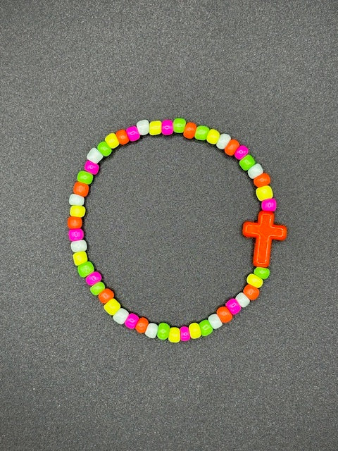 Neon Cross Seed Beaded Bracelets