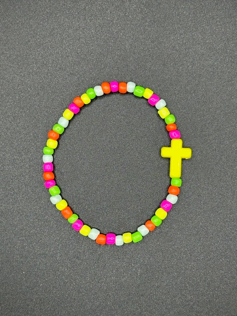 Neon Cross Seed Beaded Bracelets