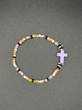 Lavender Cross Seed Beaded Bracelet