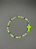 Lime Green Cross Seed Beaded Bracelet