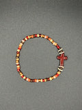 Mahogany Cross Seed Beaded Bracelet
