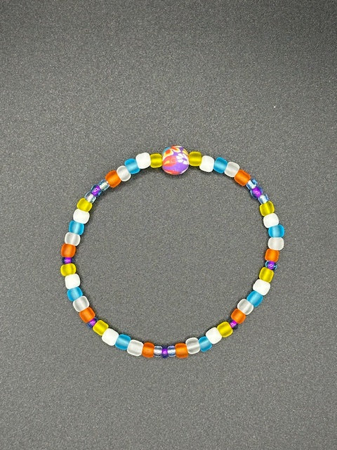 Tropical Sea Glass Seed Beaded Bracelet