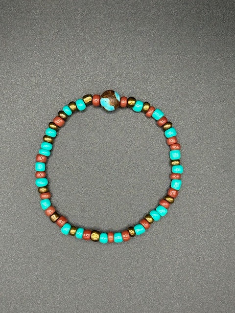 Rustic Turquoise Seed Beaded Bracelet