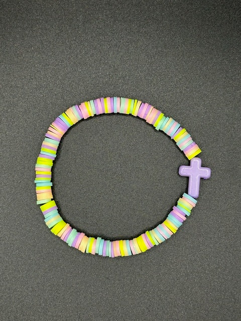 Pastel Cross Clay Beaded Bracelets