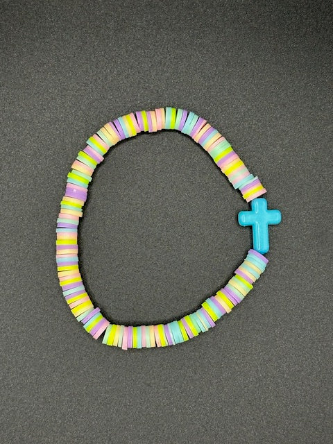 Pastel Cross Clay Beaded Bracelets