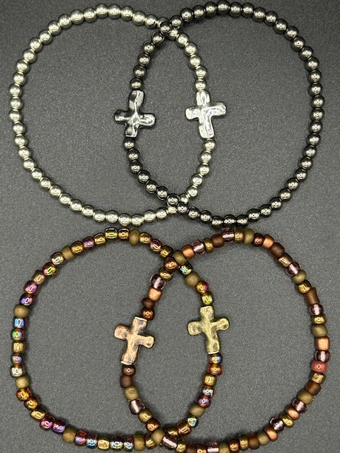 Forged Cross Beaded Bracelets