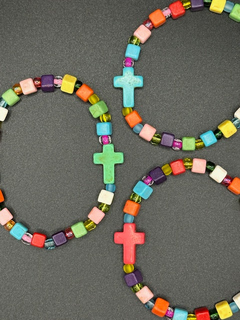 Tropical Grace Cross Beaded Bracelets