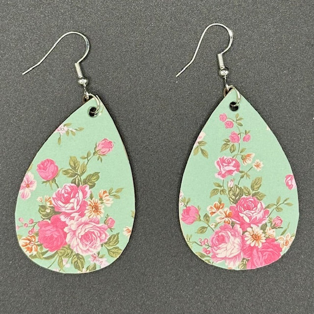Misty Teal and Rose Earrings
