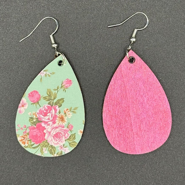 Misty Teal and Rose Earrings