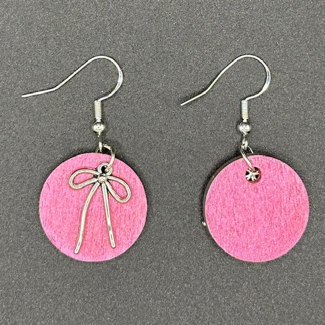 Pink Bow Drop Earrings