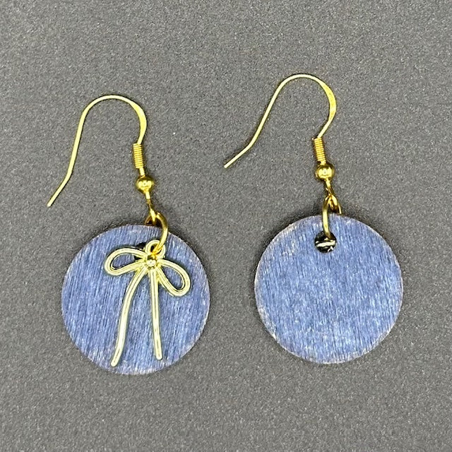Denim Bow Drop Earrings